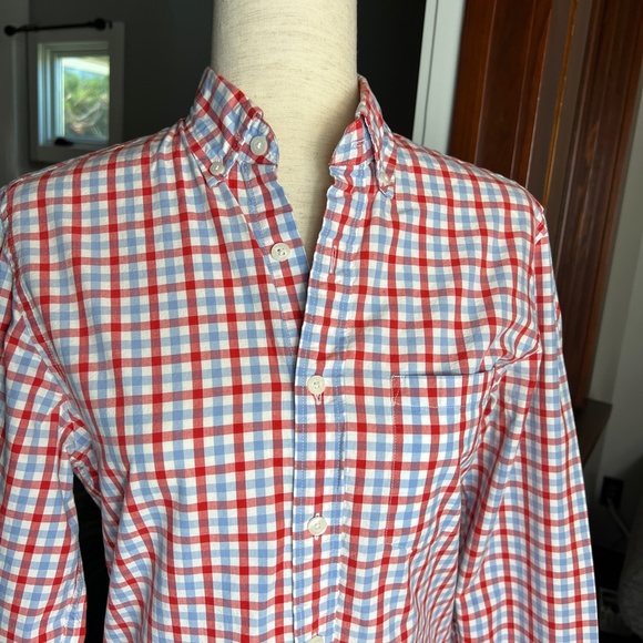 J. CREW blue and red check button down shirt Size XS Mens Womens Unisex EUC - Picture 2 of 8